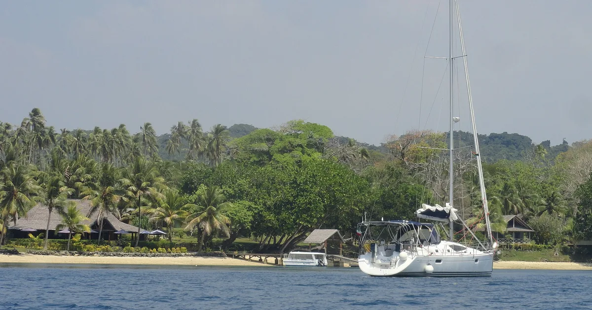 Yacht moored off Aore Island, Espiritu Santo, Vanuatu